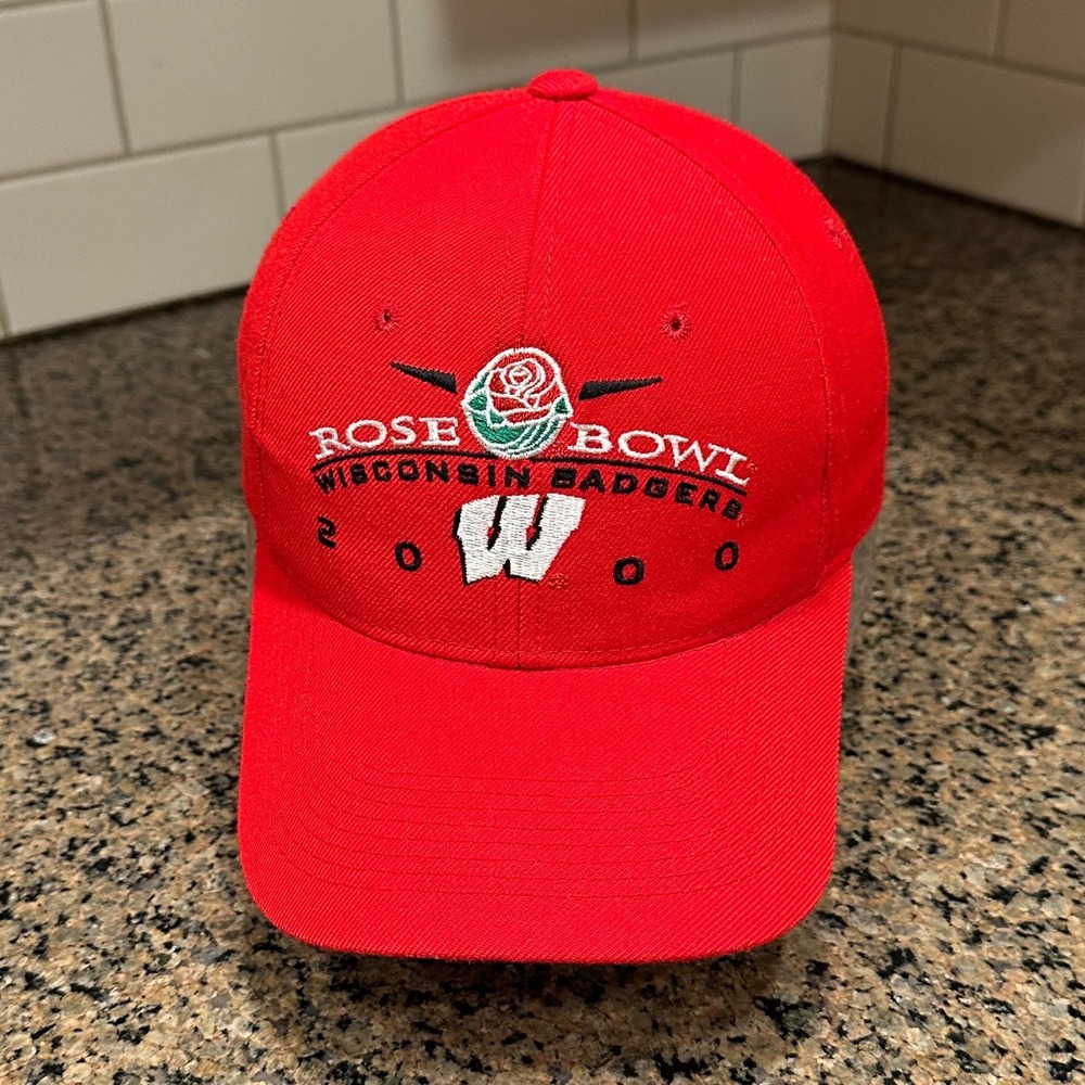 Wisconsin Badgers 2000 Rose Bowl Headmaster Hat Snapback Red *Read